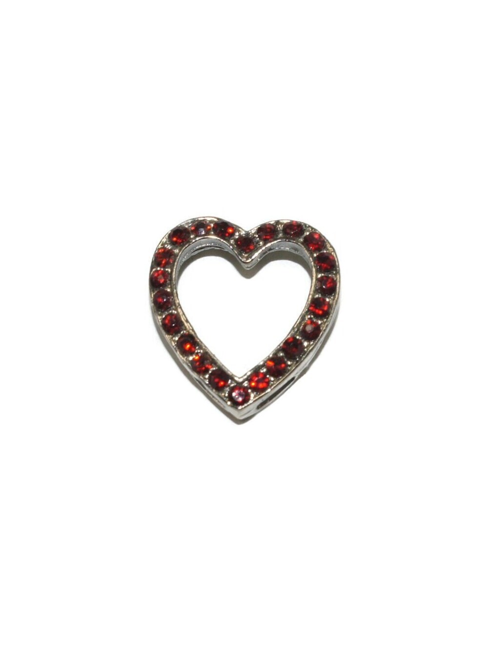 Small Vintage Gold Tone and Faux Rubies Heart Pendant.